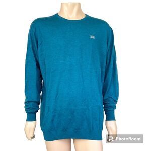 Hugo Boss blue turquoise 100% wool pull on sweater 5XL